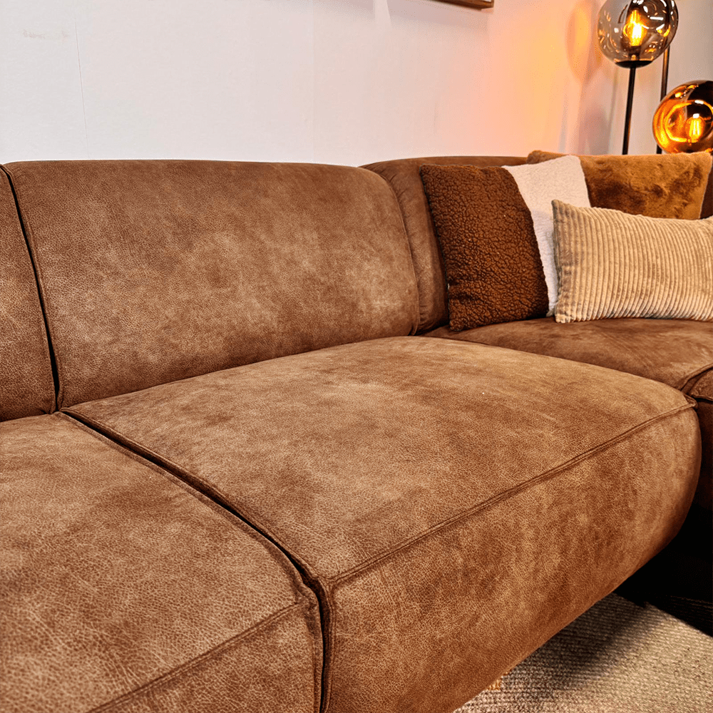 Industriel hjørnesofa cognac eco-læder Brisbane - højre
