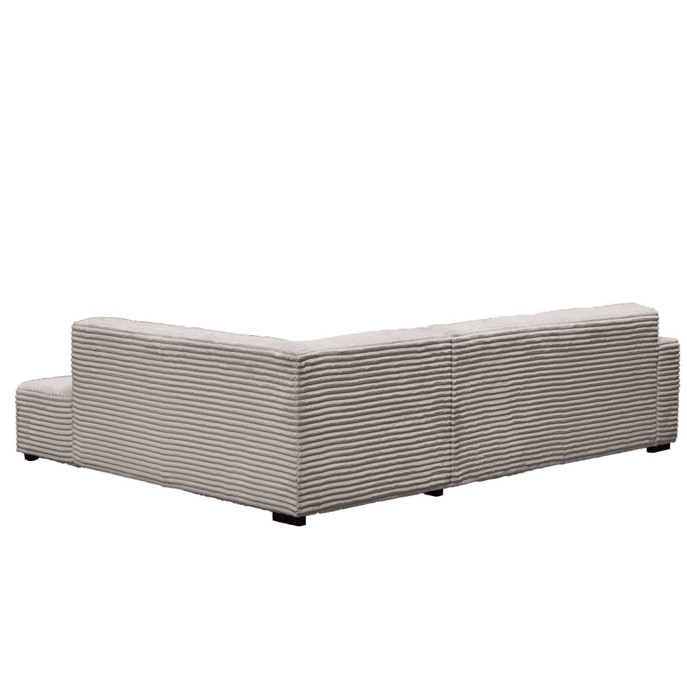 Hjørnesofa beige super blødt ribstof Gavi - højre