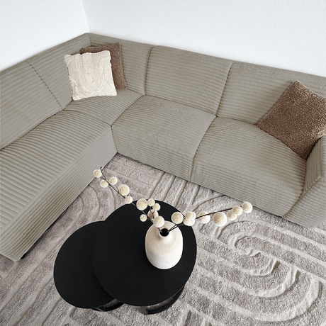 Hjørnesofa beige super blødt ribstof Gavi - venstre