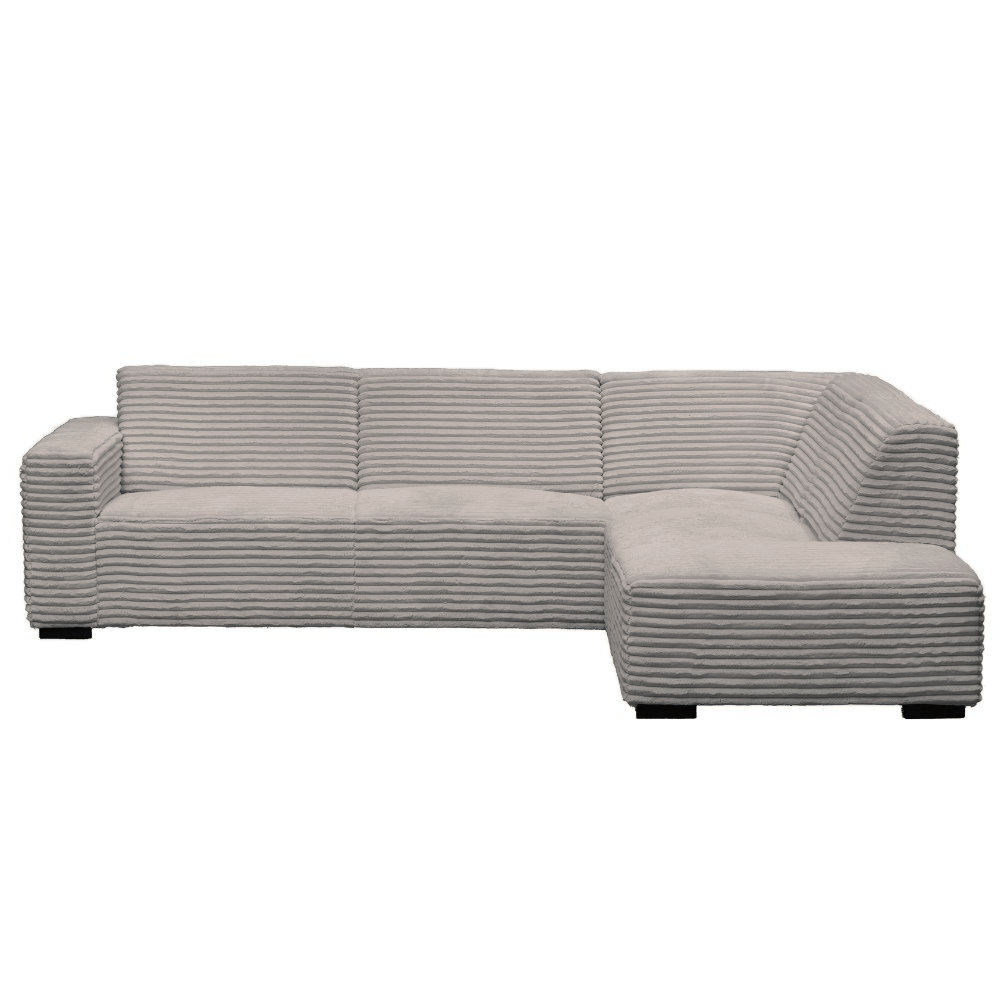 Hjørnesofa beige super blødt ribstof Gavi - højre