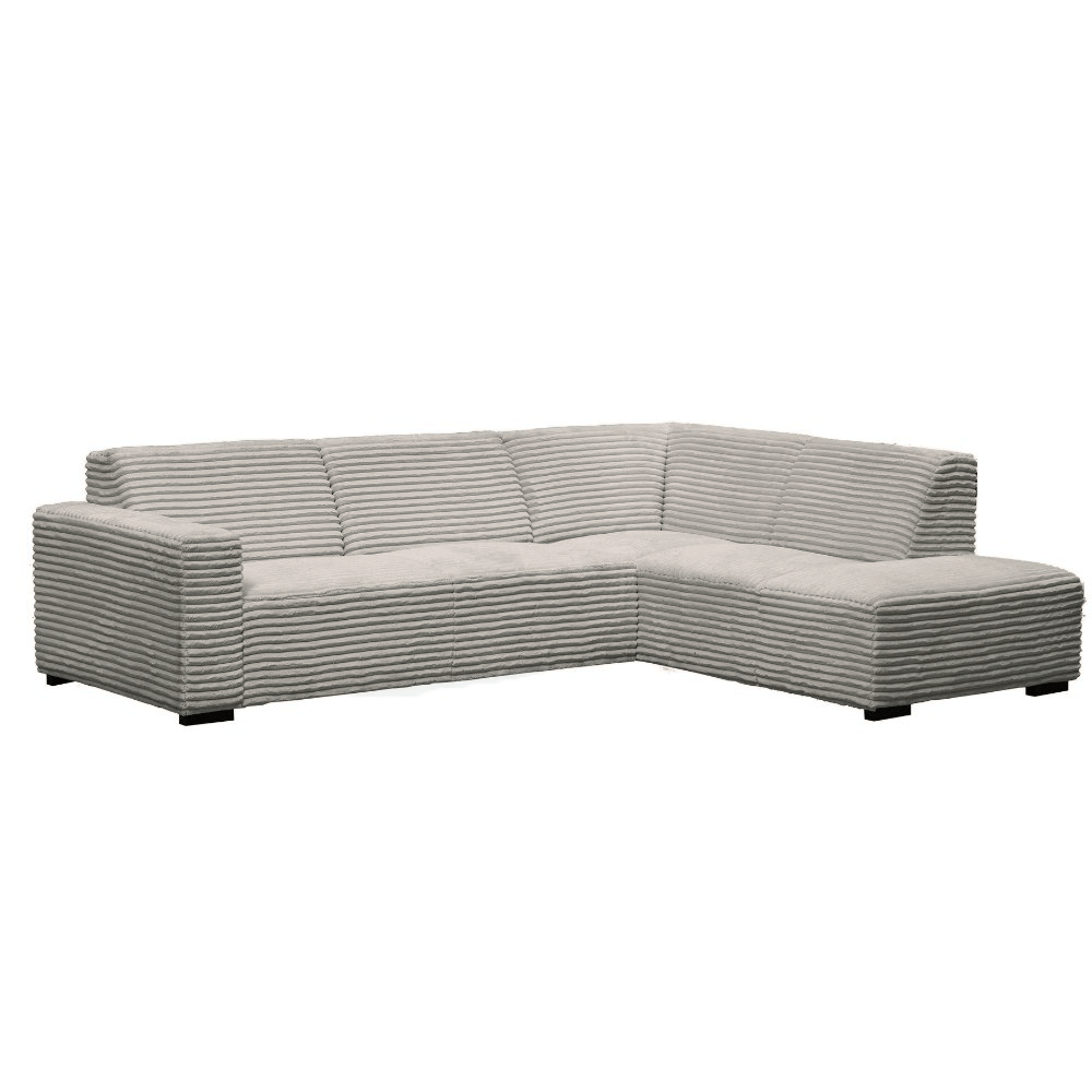 Hjørnesofa beige super blødt ribstof Gavi - højre