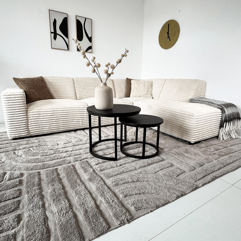 Hjørnesofa creme super blød ribstof Gavi - højre