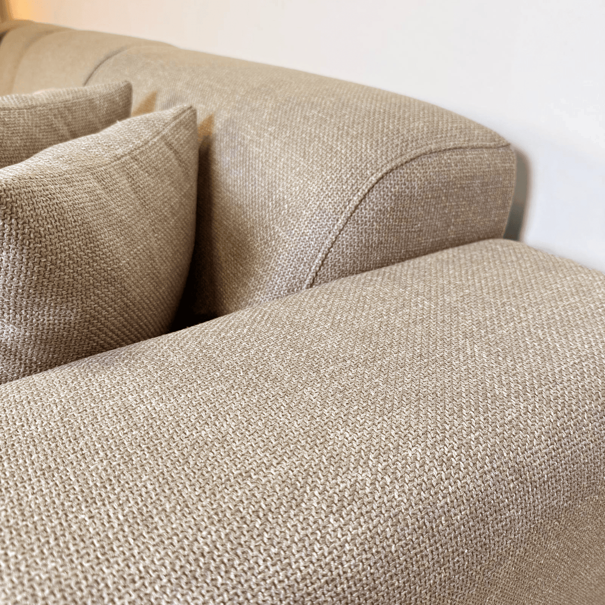 Hjørnesofa med kompakt lounge beige genbrugsmateriale Moby - venstre