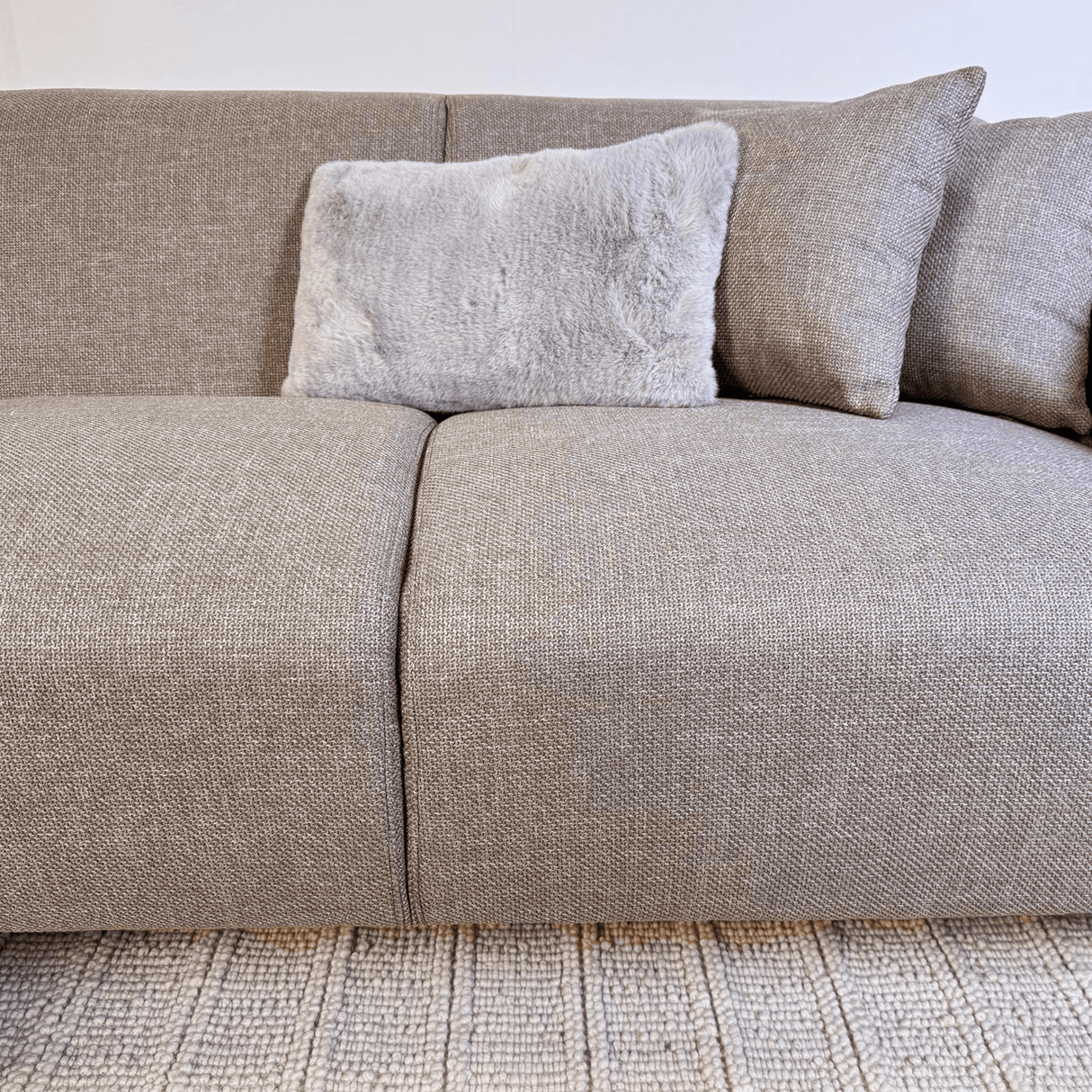 Hjørnesofa med kompakt lounge beige genbrugsmateriale Moby - venstre
