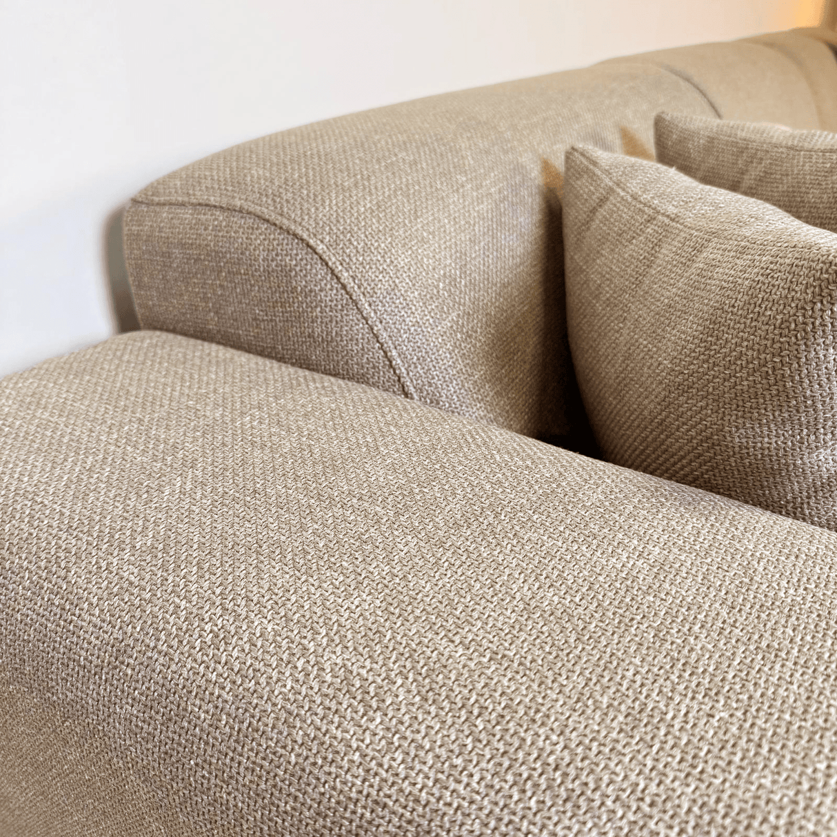 Hjørnesofa med kompakt lounge beige genbrugt stof Moby - højre