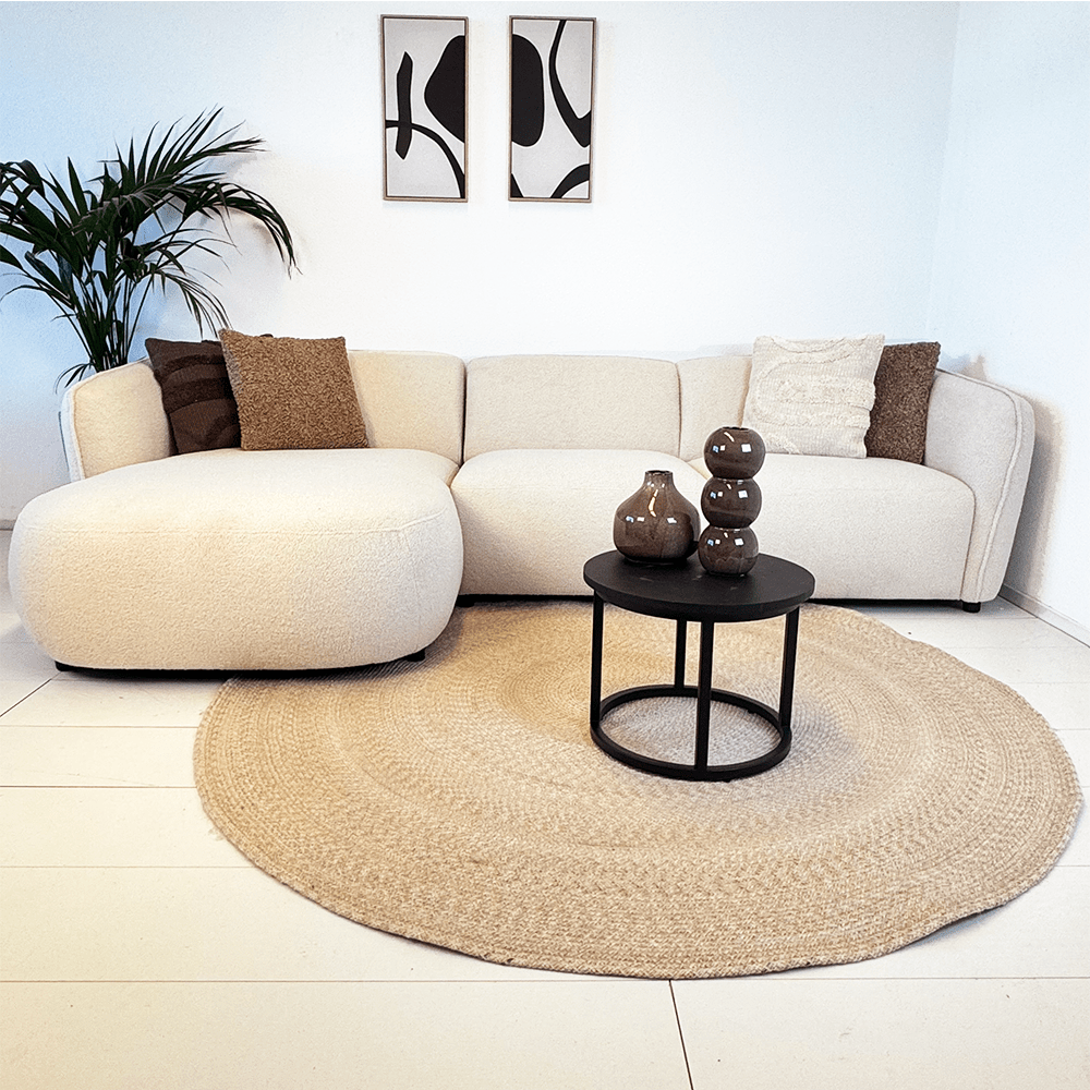 Hjørnesofa i organisk form crème bouclé Sophie - venstre