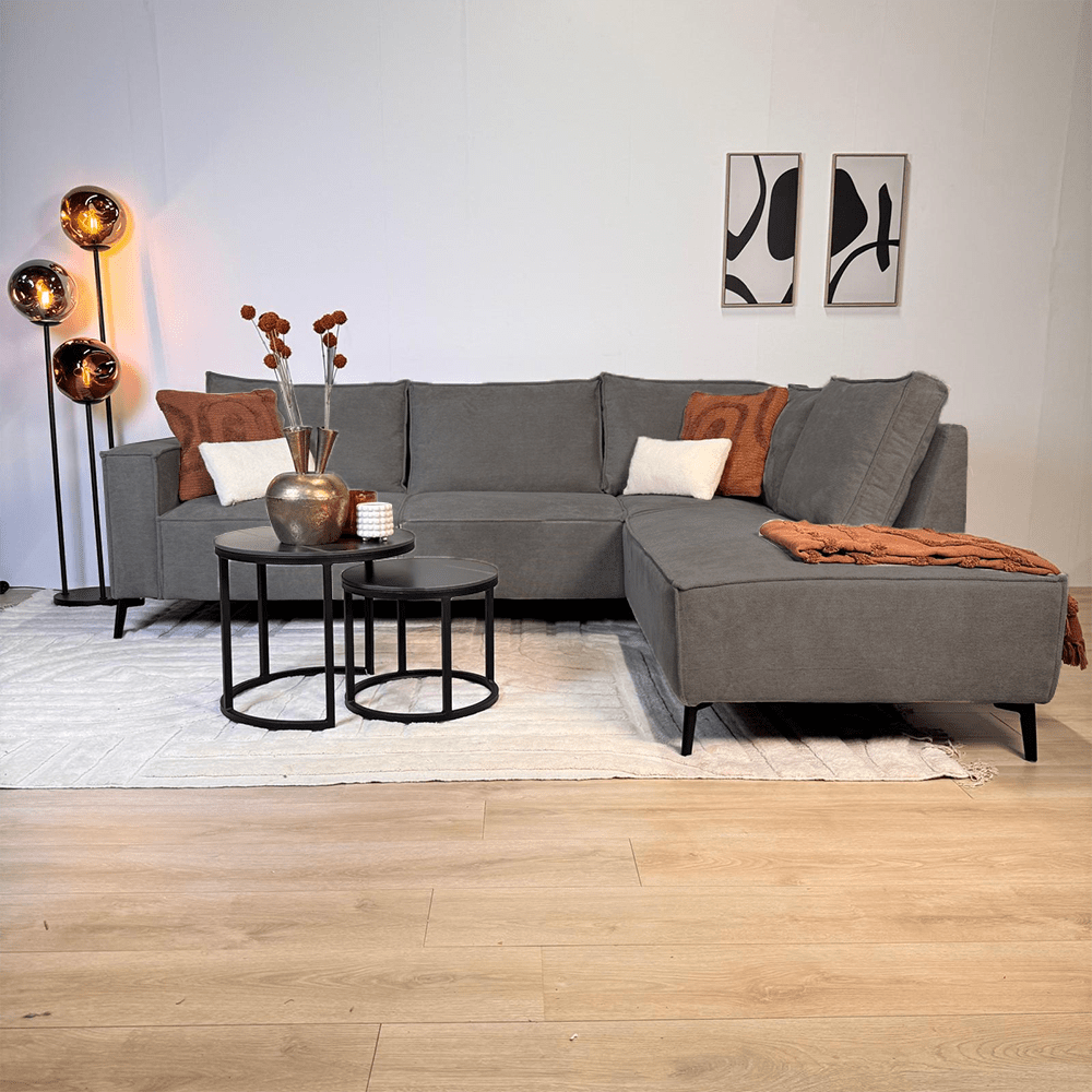 Hjørnesofa med chaiselong antracit chenille Yara - højre