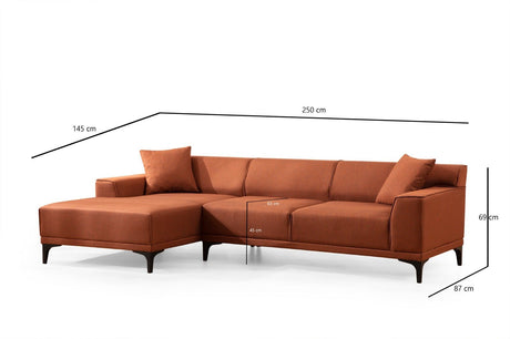 Hjørnesofa med kompakt lounge brunt microfiber Davidson - venstre