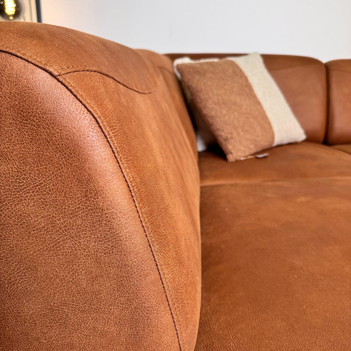 Hjørnesofa cognac ruboost eco læder Barin - venstre