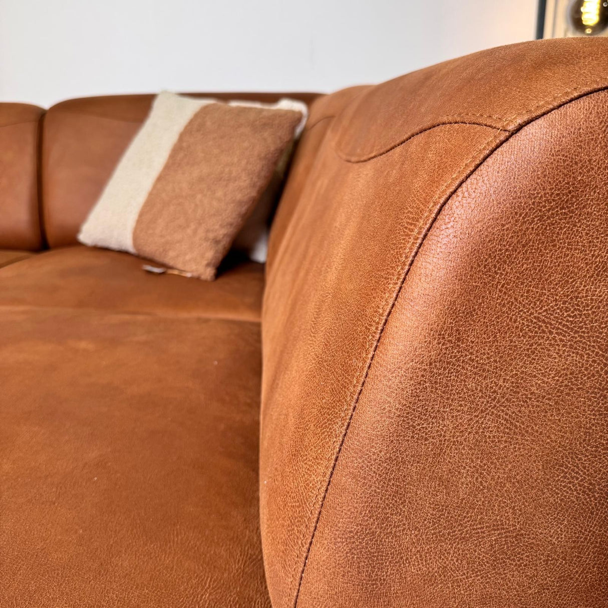 Hjørnesofa cognac robust eco-læder Barin - højre