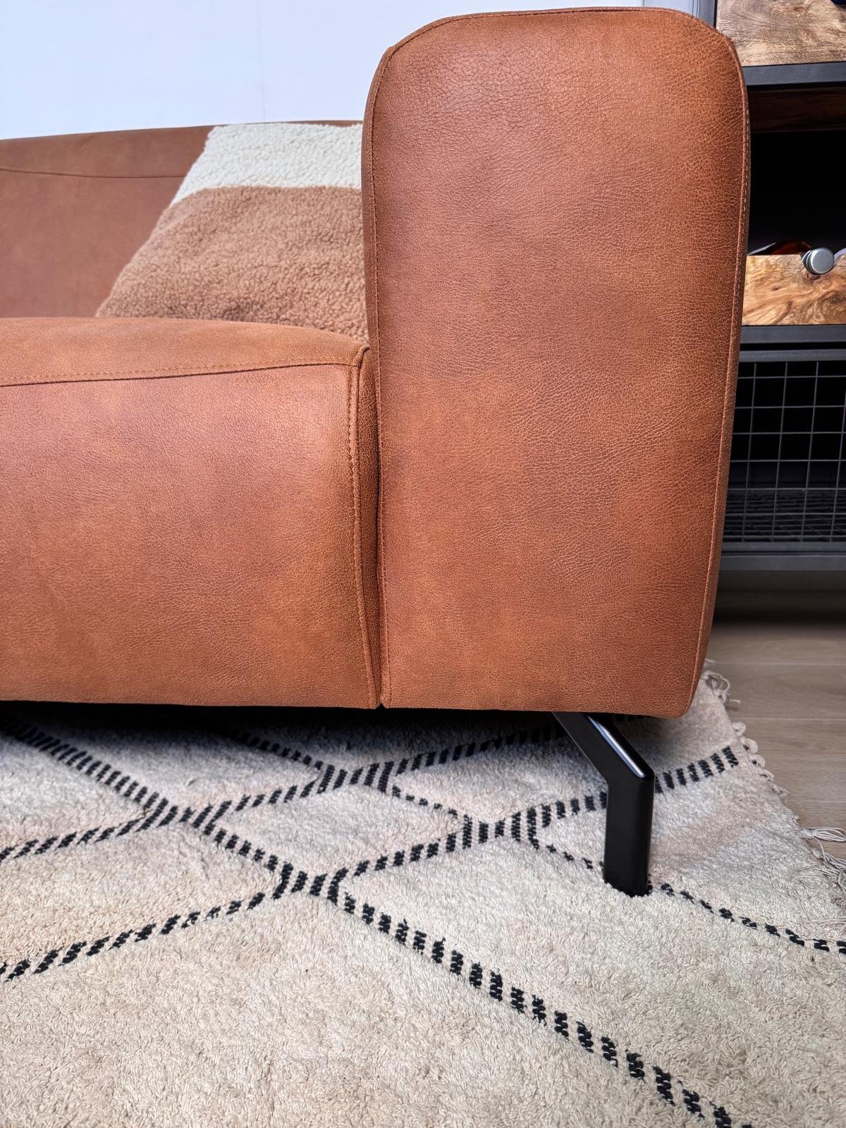 Hjørnesofa cognac robust eco-læder Barin - højre