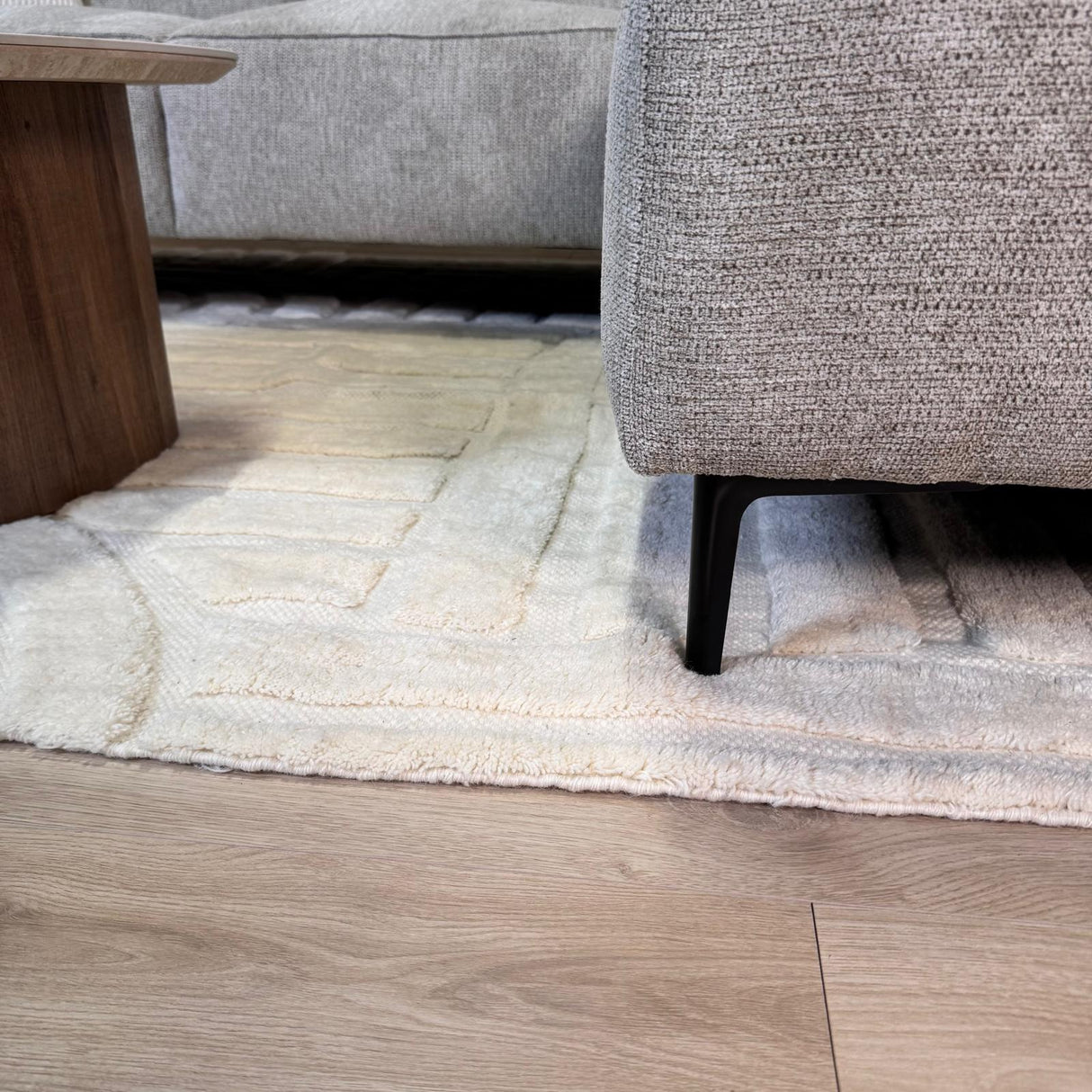 Hjørnesofa grå chenille quiltet Ravi – højre