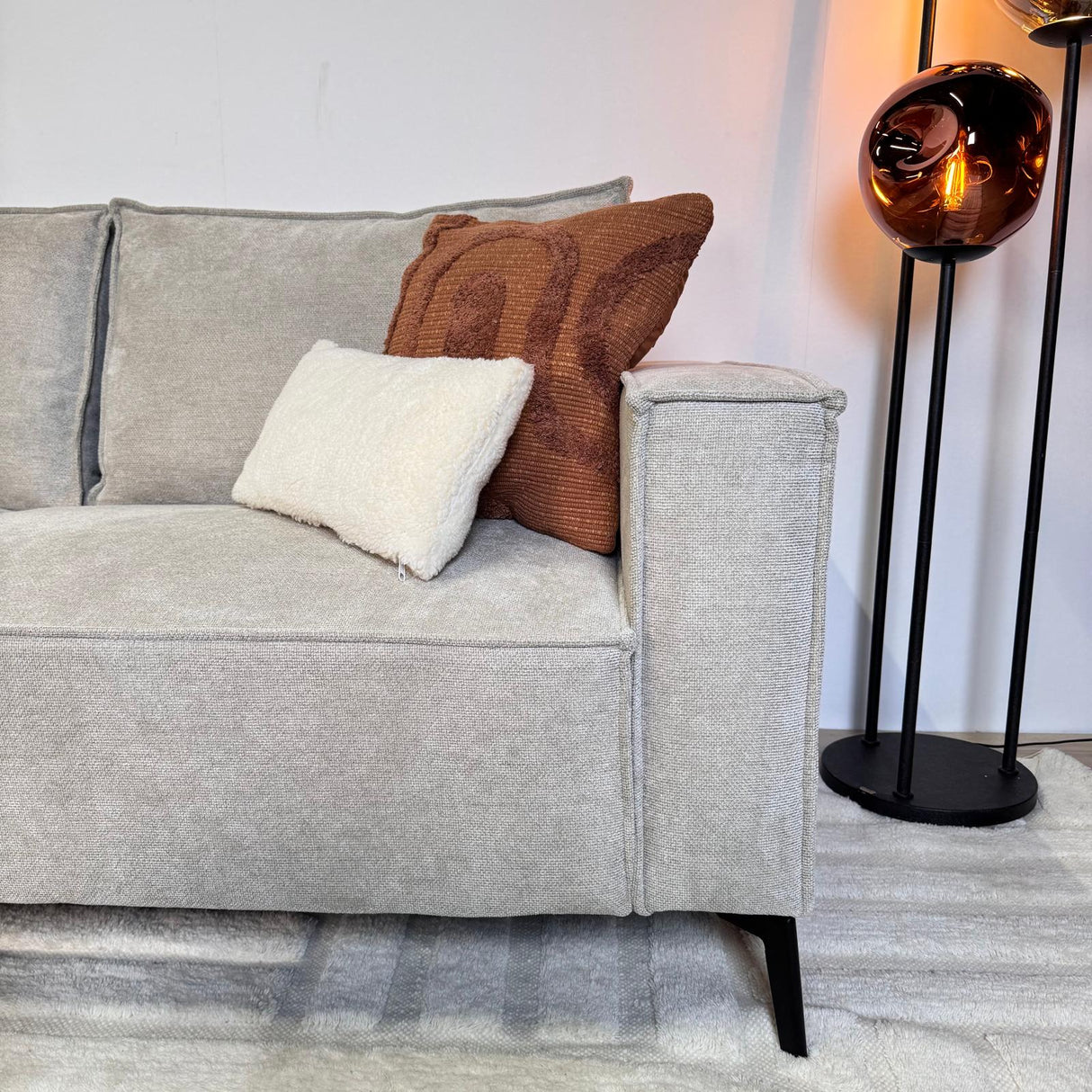 Hjørnesofa med chaise longue beige chenille Yara - venstre