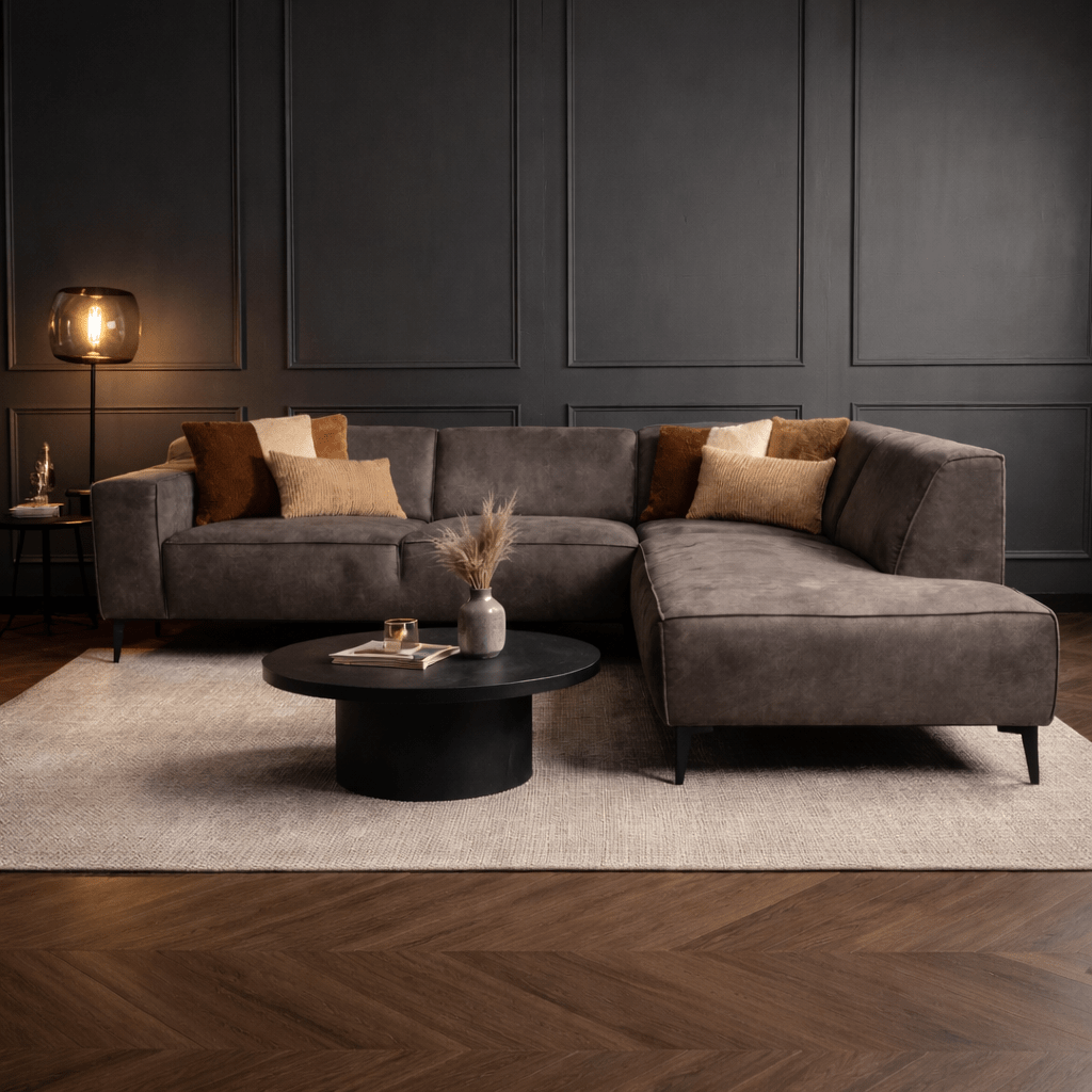 Industriel hjørnesofa antracit eco-læder Brisbane - højre