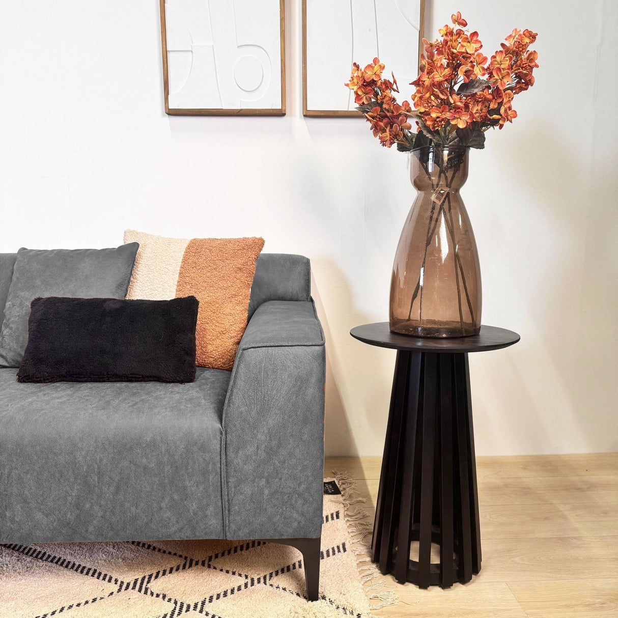 Hjørnesofa med kompakt lounge antracit mikrovelour Davidson - venstre