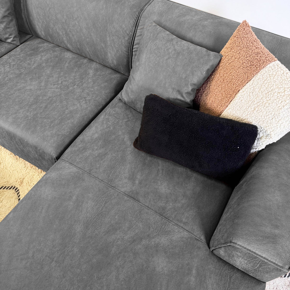 Hjørnesofa med kompakt lounge antracit mikrofiber Davidson - højre