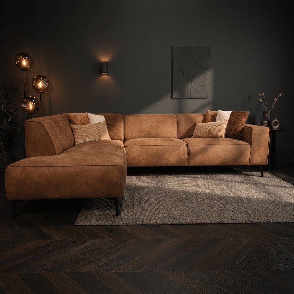 Industriel hjørnesofa cognac eco-læder Brisbane - venstre