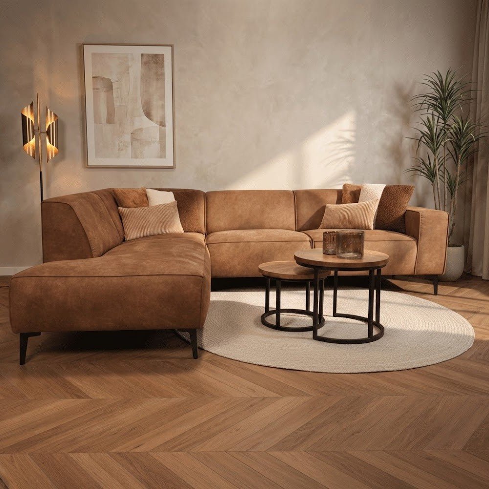 Industriel hjørnesofa cognac eco-læder Brisbane - venstre