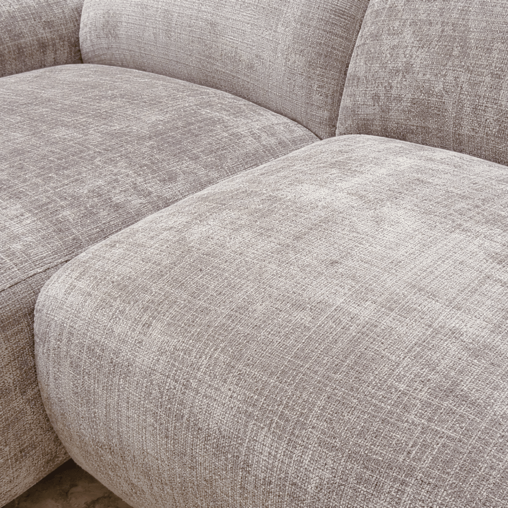Hoekbank met lounge beige chenille stof Shane - links