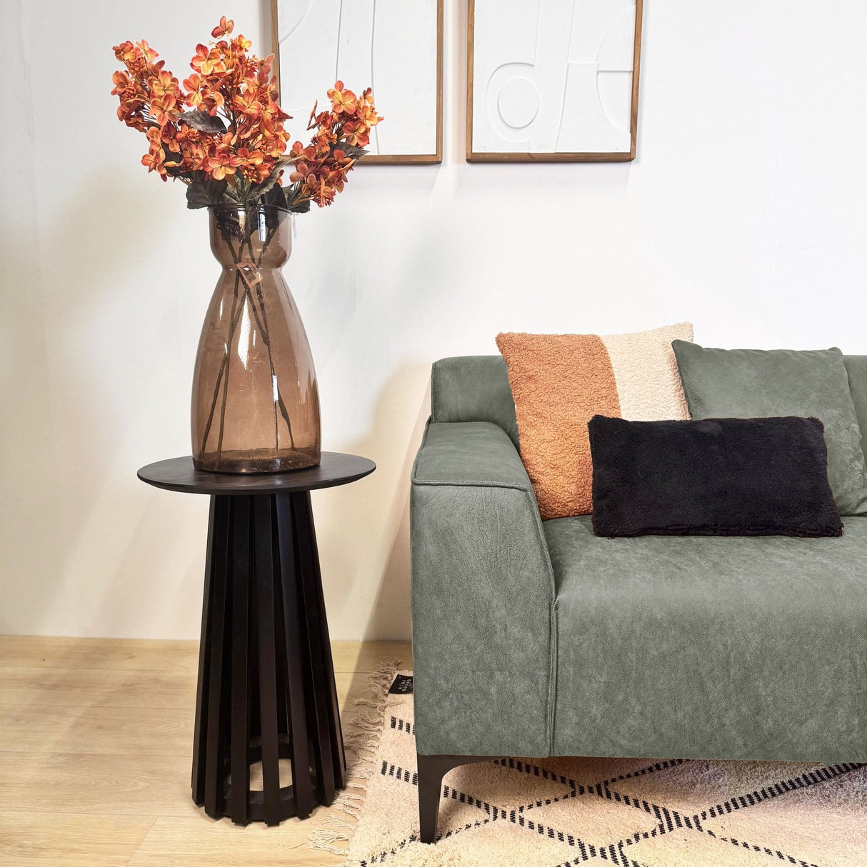 Hjørnesofa med kompakt lounge grøn microfibre Davidson - højre