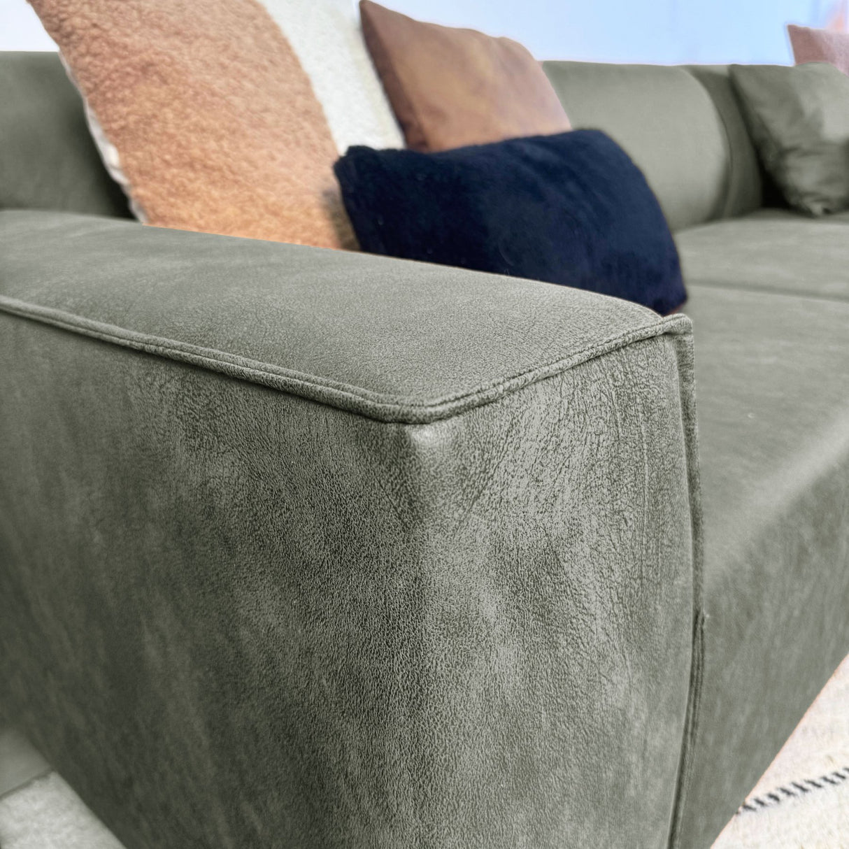 Hjørnesofa med kompakt lounge grøn microfibre Davidson - højre