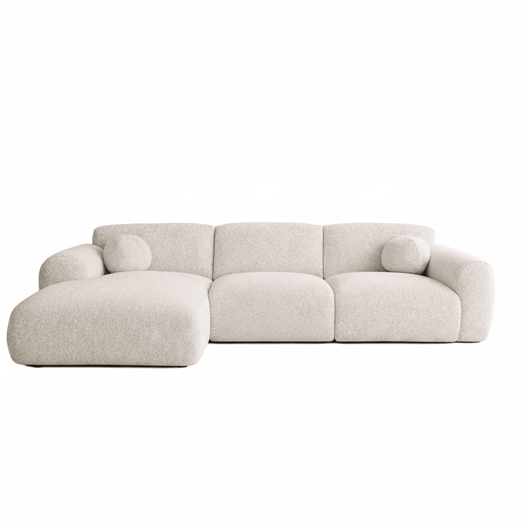 Hjørnesofa beige bouclé stof - 292x169 cm - Shane - venstre