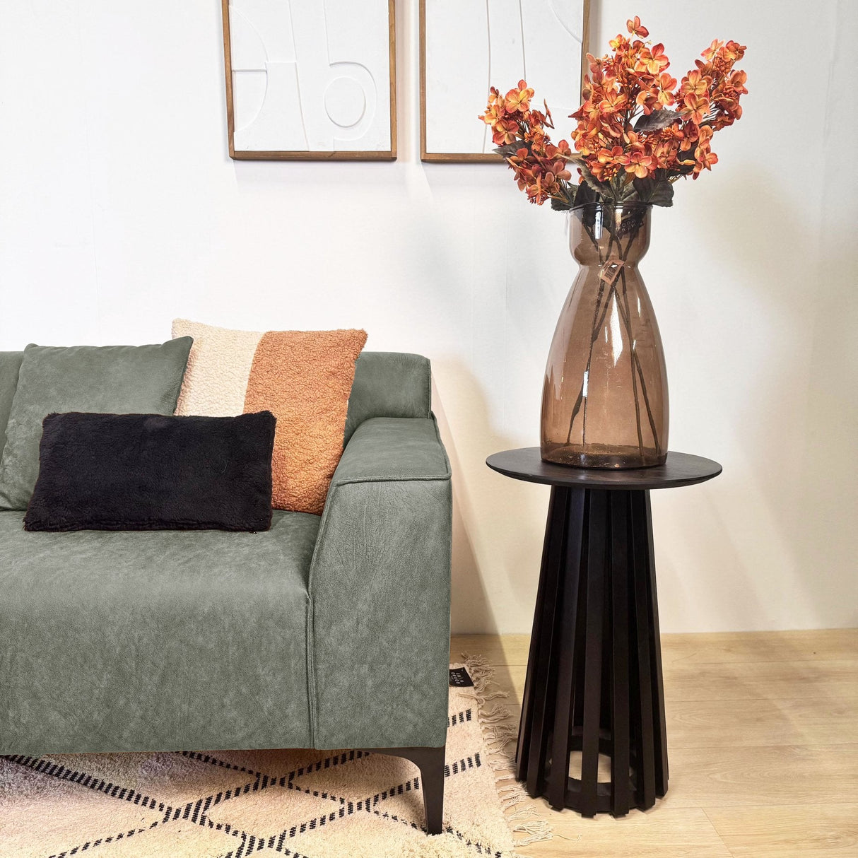 Hjørnesofa med kompakt loungemøbel grøn mikrofiber Davidson - venstre