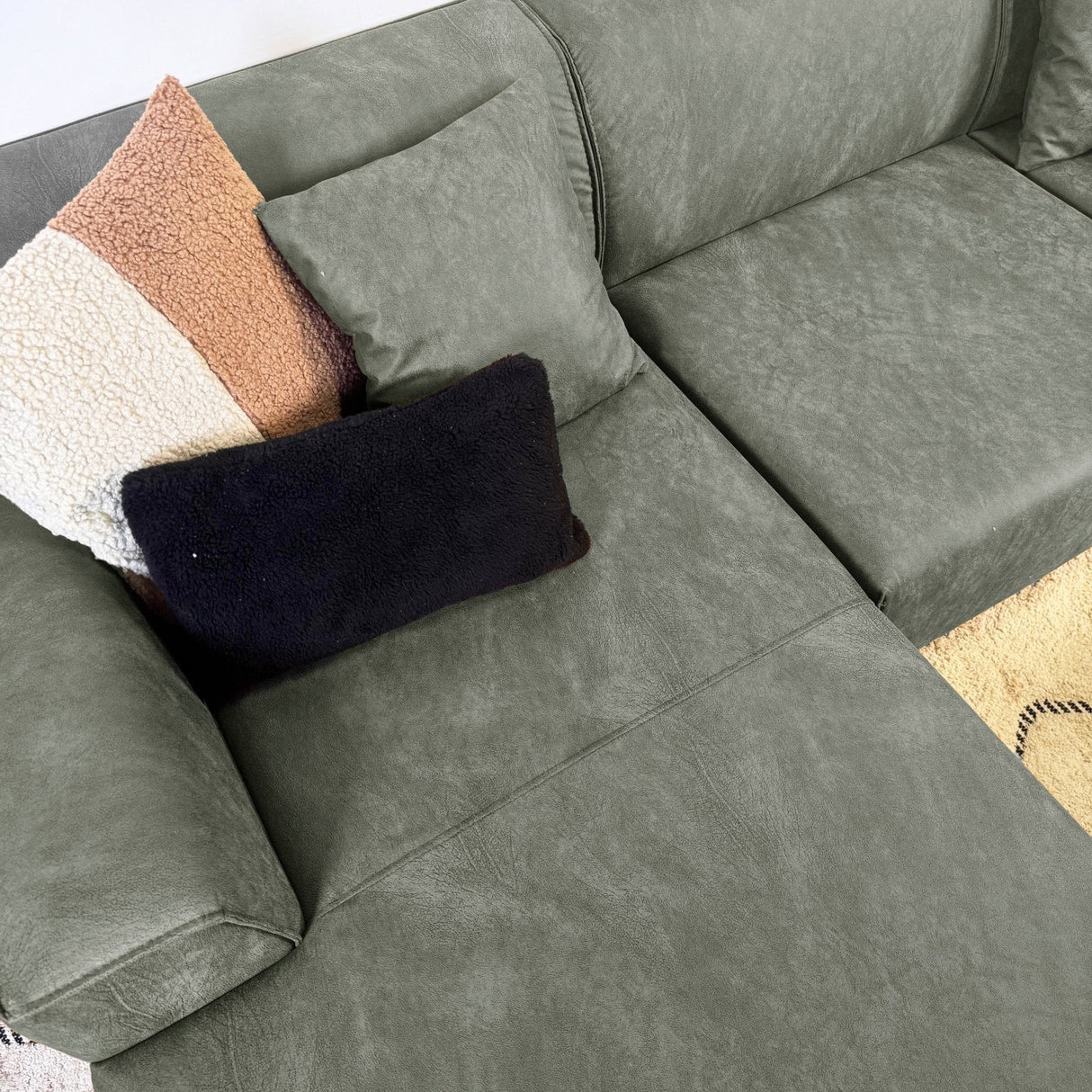 Hjørnesofa med kompakt loungemøbel grøn mikrofiber Davidson - venstre