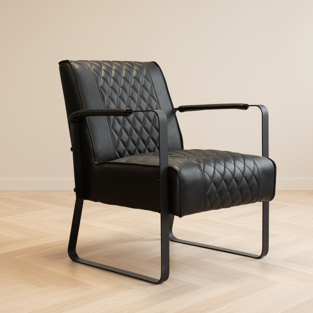 Industriële fauteuil Peter zwart sfeerfoto in modern interieur