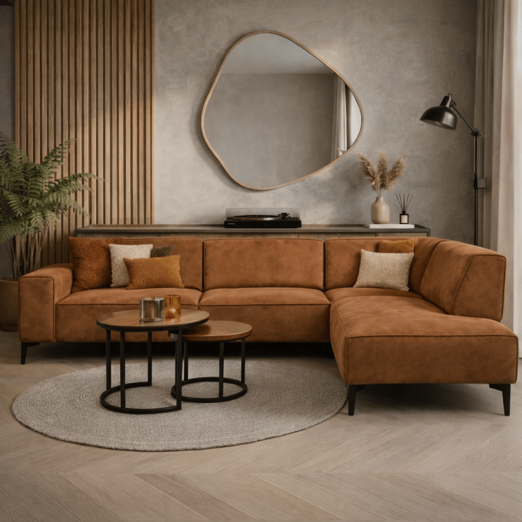 Banken - Industriële hoekbank cognac eco - leer Brisbane - rechts - Dimehouse