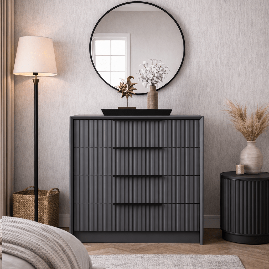 Ladekasten - Ladekast Kale Luxe Antraciet Melamine 70x77x45 cm - Dimehouse