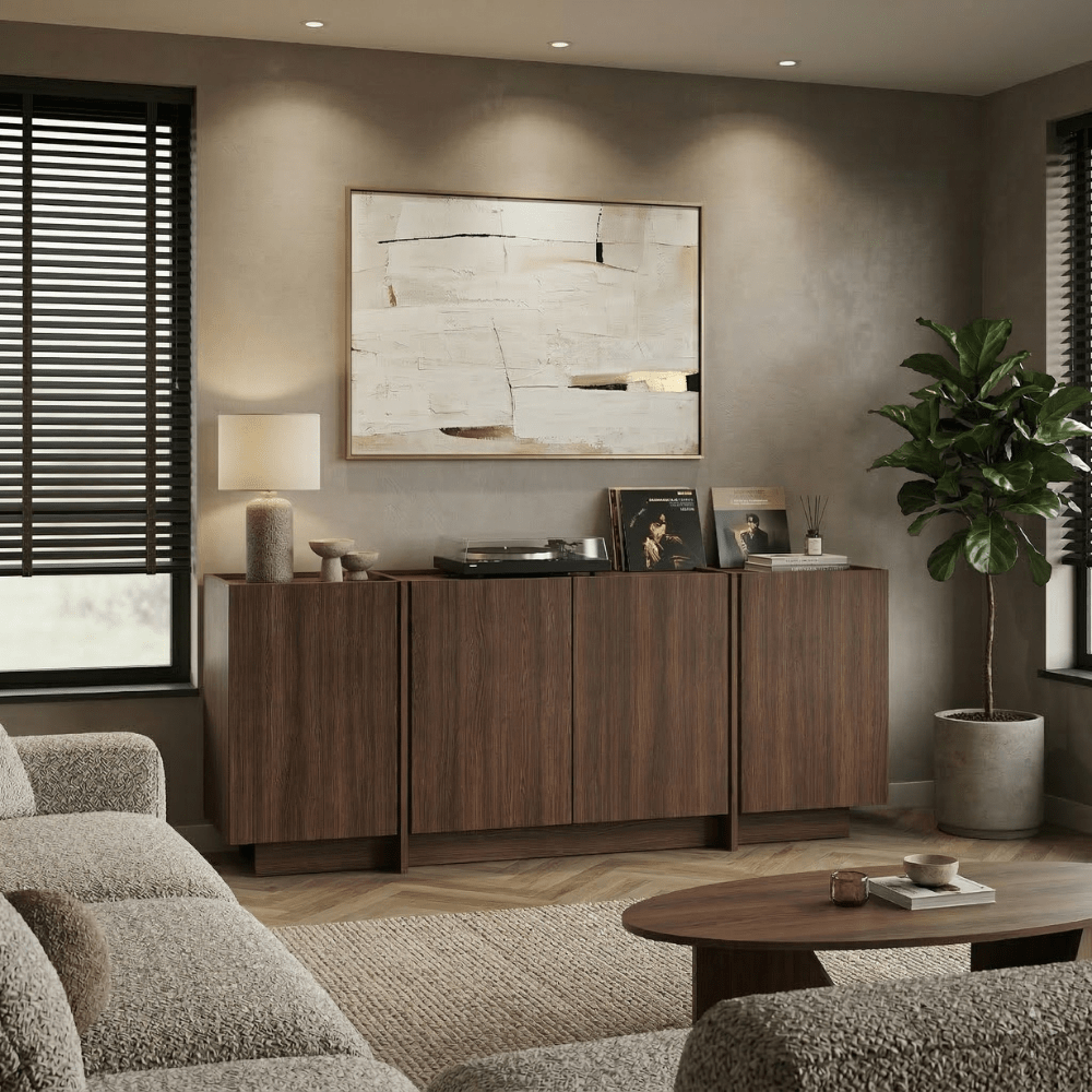 Dressoir walnoot melamine Lowen 180x45x80 cm