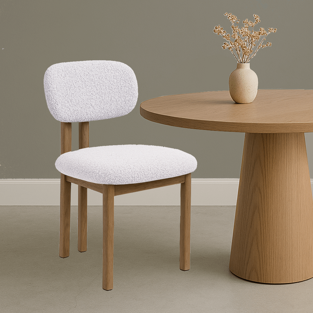 Japandi Spisestol Miyo Bouclé Ivor - Egetrælook Ram
