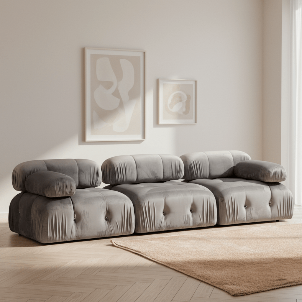 Modulsofa 3-personers Bubble velvet grå