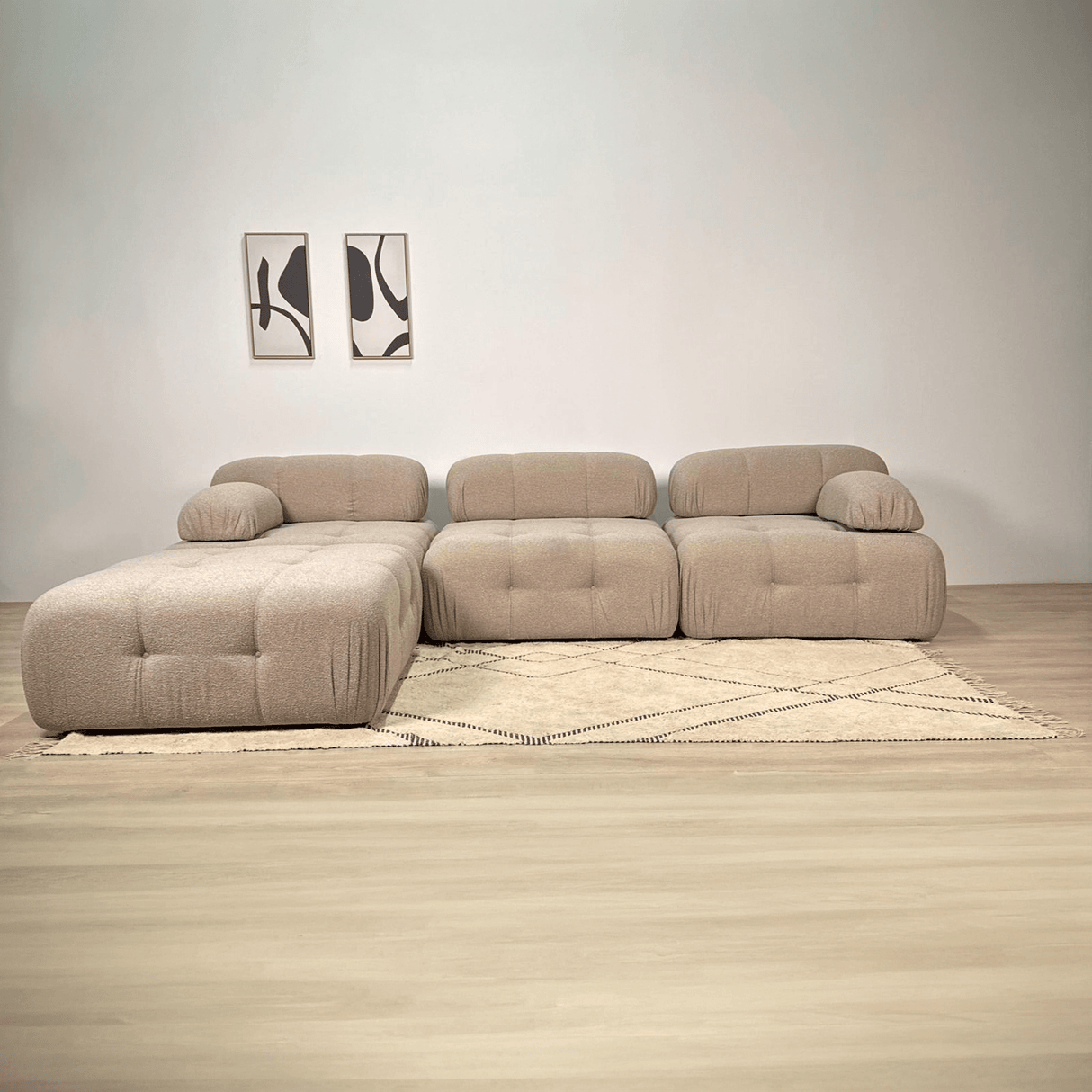 Banken - Modulaire bank 3 - zits met hocker Doblo beige - Dimehouse