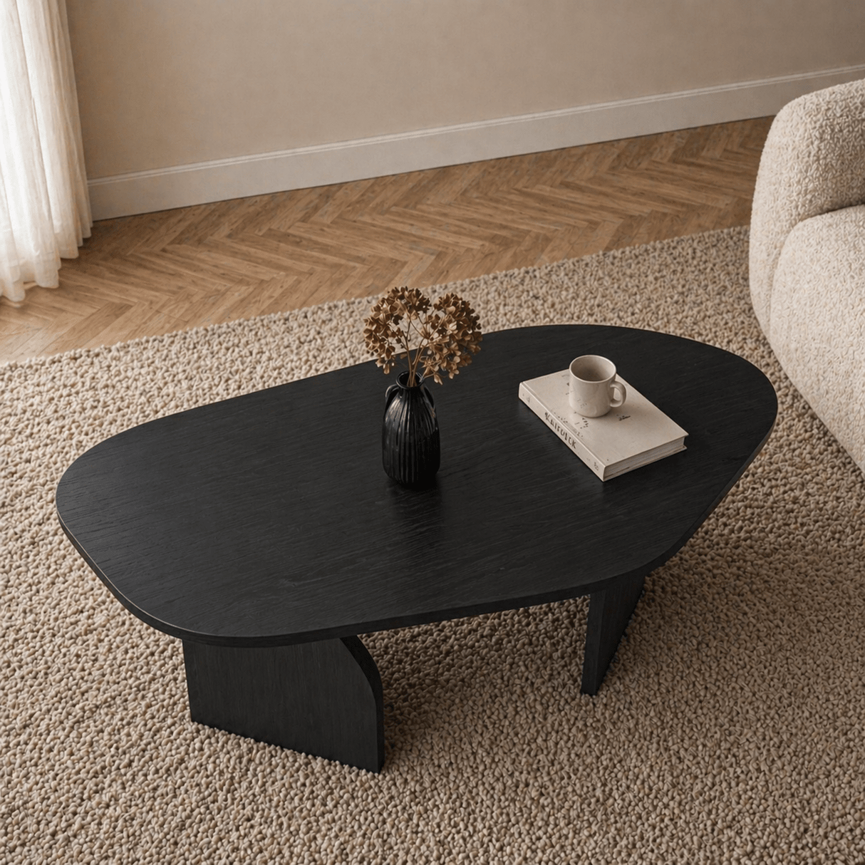 Økologisk Sofabord Sort Melamin - 105x65 cm - Stativ