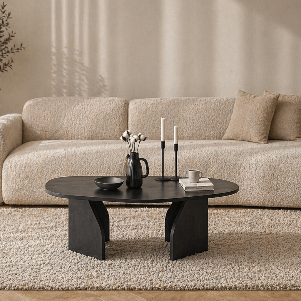 Økologisk Sofabord Sort Melamin - 105x65 cm - Stativ