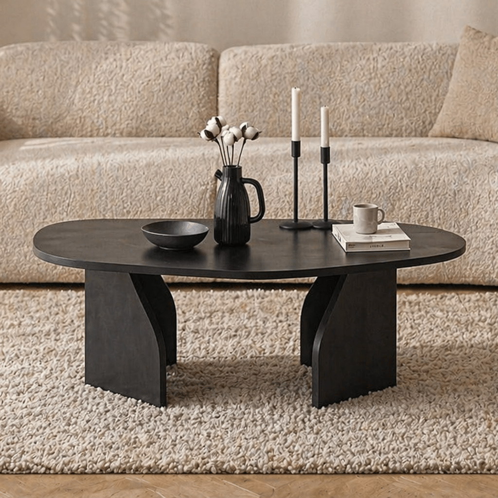 Økologisk Sofabord Sort Melamin - 105x65 cm - Stativ
