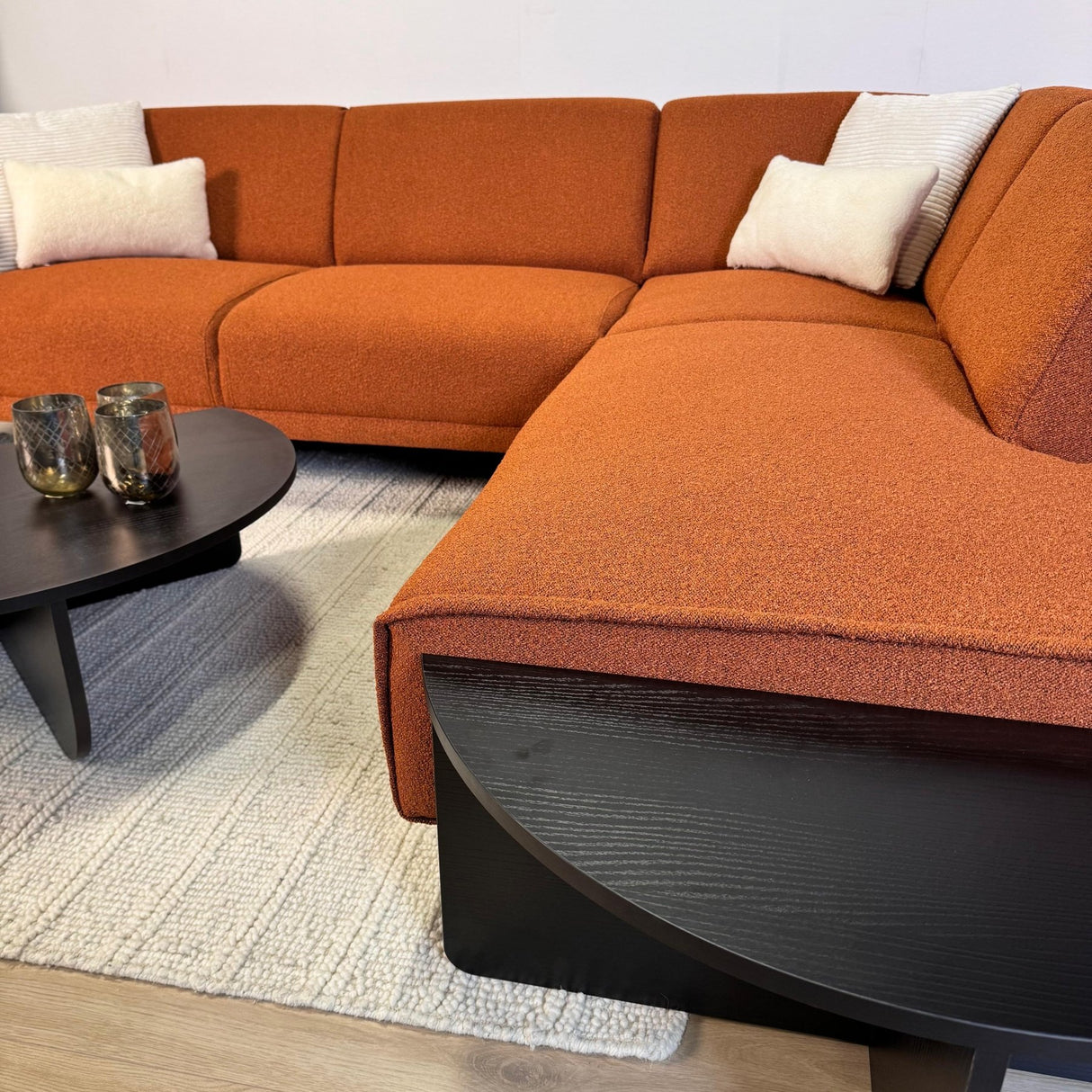 Rund Sofabord Sort Trappet Melamin 85 cm Orin