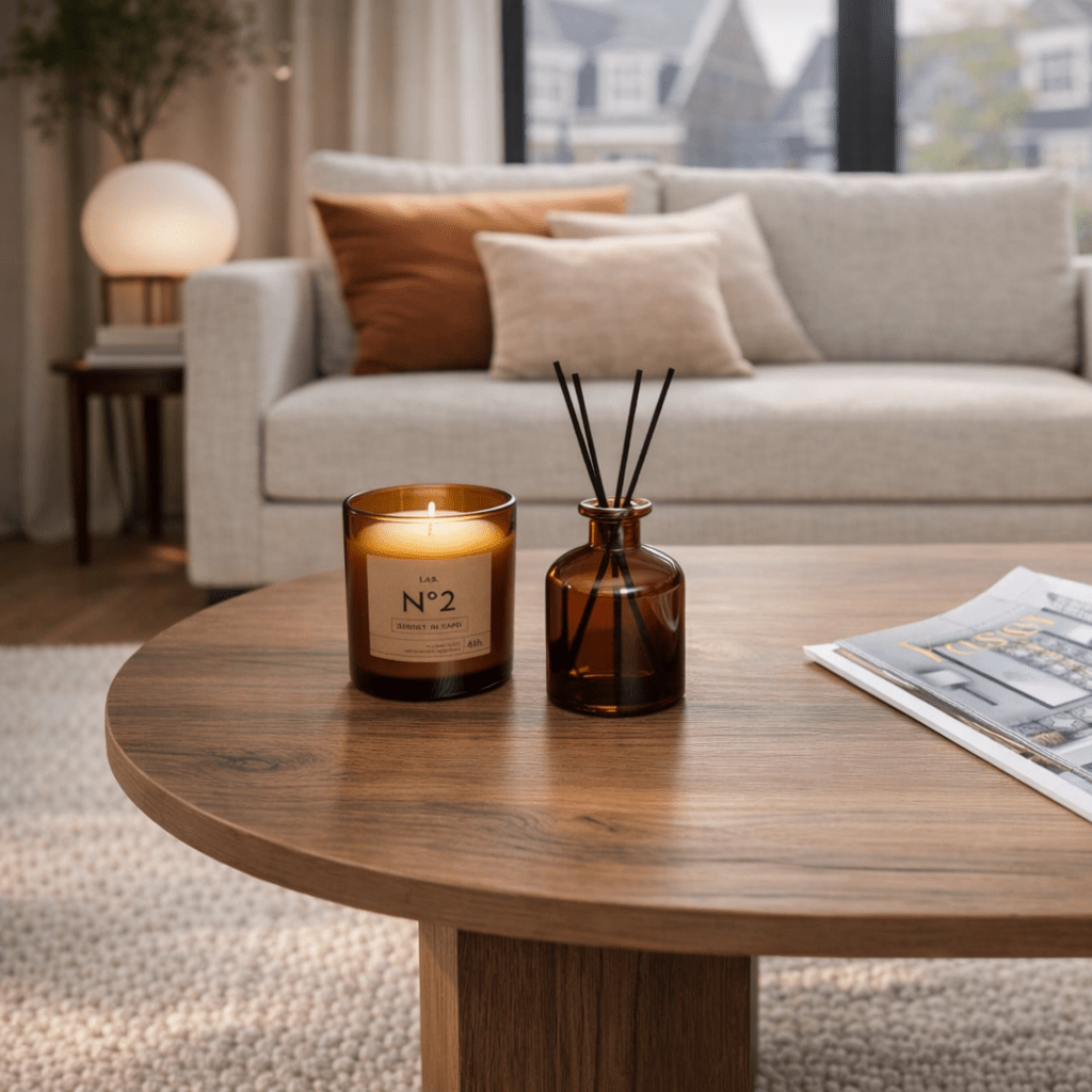 Sofabord valnød melamin bueform Koda 119x60 cm