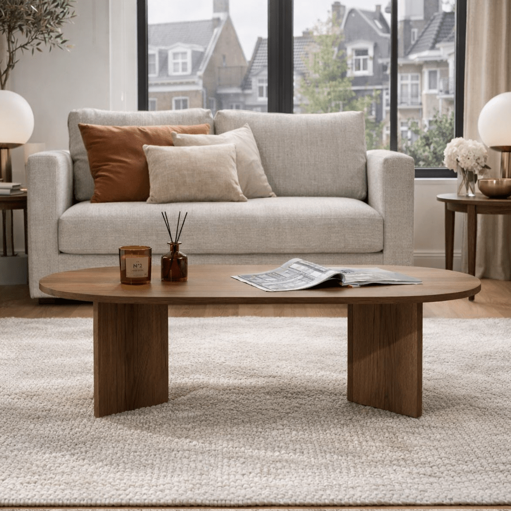Sofabord valnød melamin bueform Koda 119x60 cm