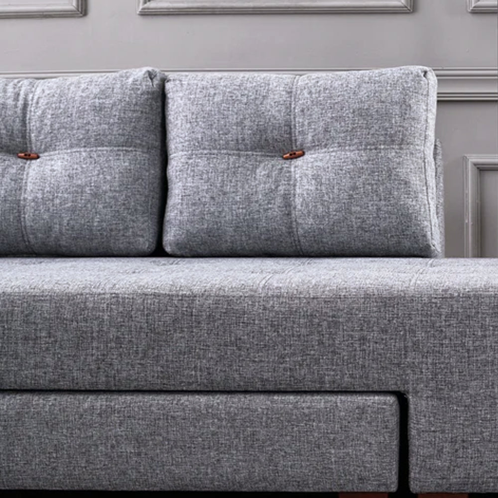 Banken - Slaapbank grijs stof - XL 280x206 cm - met wielen - Links - Manama - Dimehouse