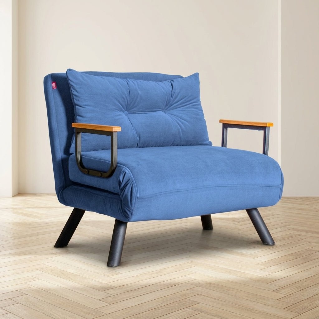 Sovelænestol Sando Blue atmosfærisk foto i moderne interiør