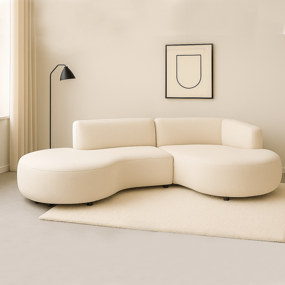 Hjørnesofa helt organisk creme bouclé Sophie - til højre