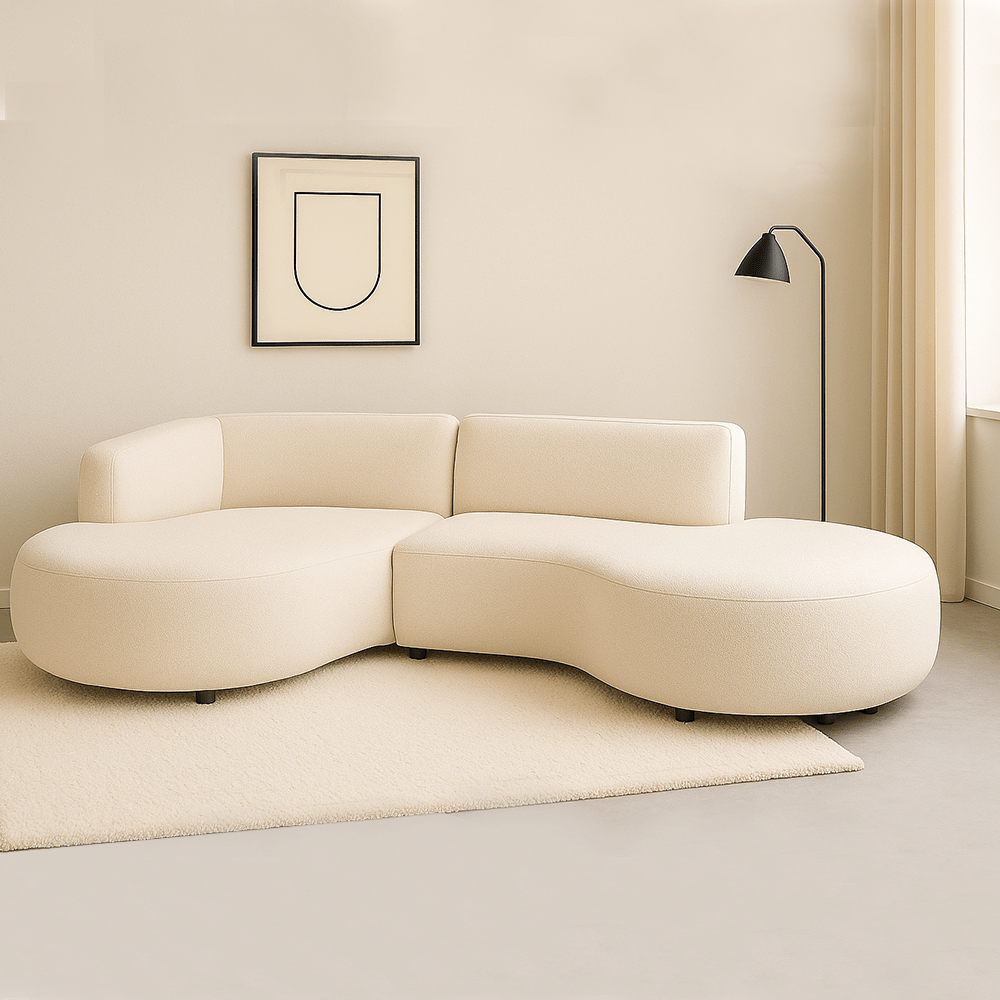 Hjørnesofa helt organisk creme bouclé Sophie - venstre