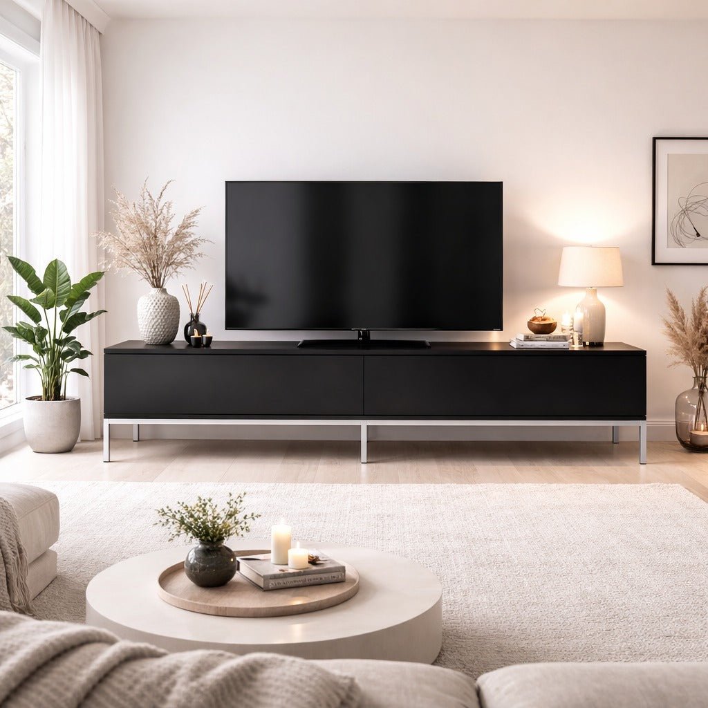 TV Møbel Lord Sort Sølv Melamin 180x47x30 cm