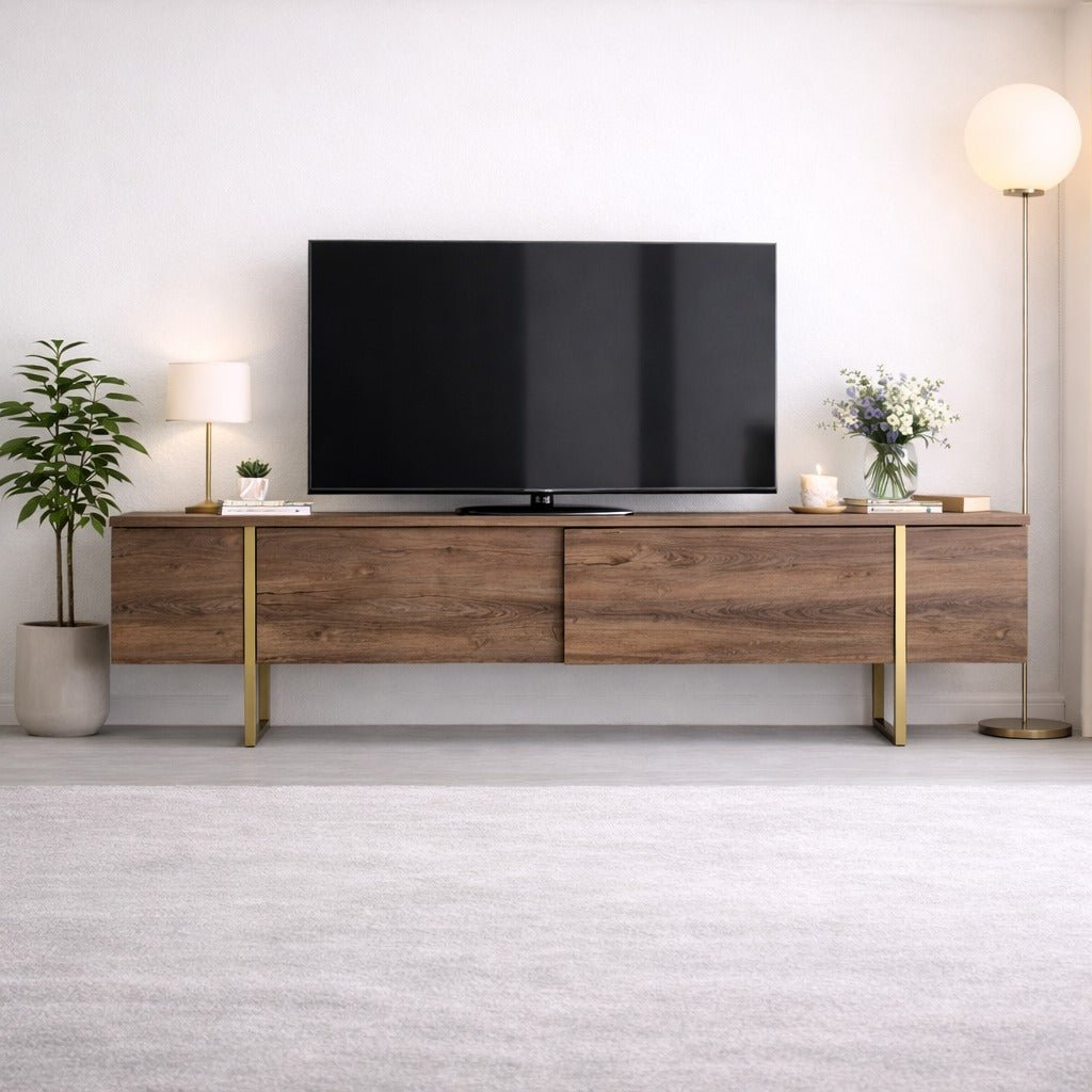 TV Møbel Luksus Valnød Guld Melamin 180x50x30 cm