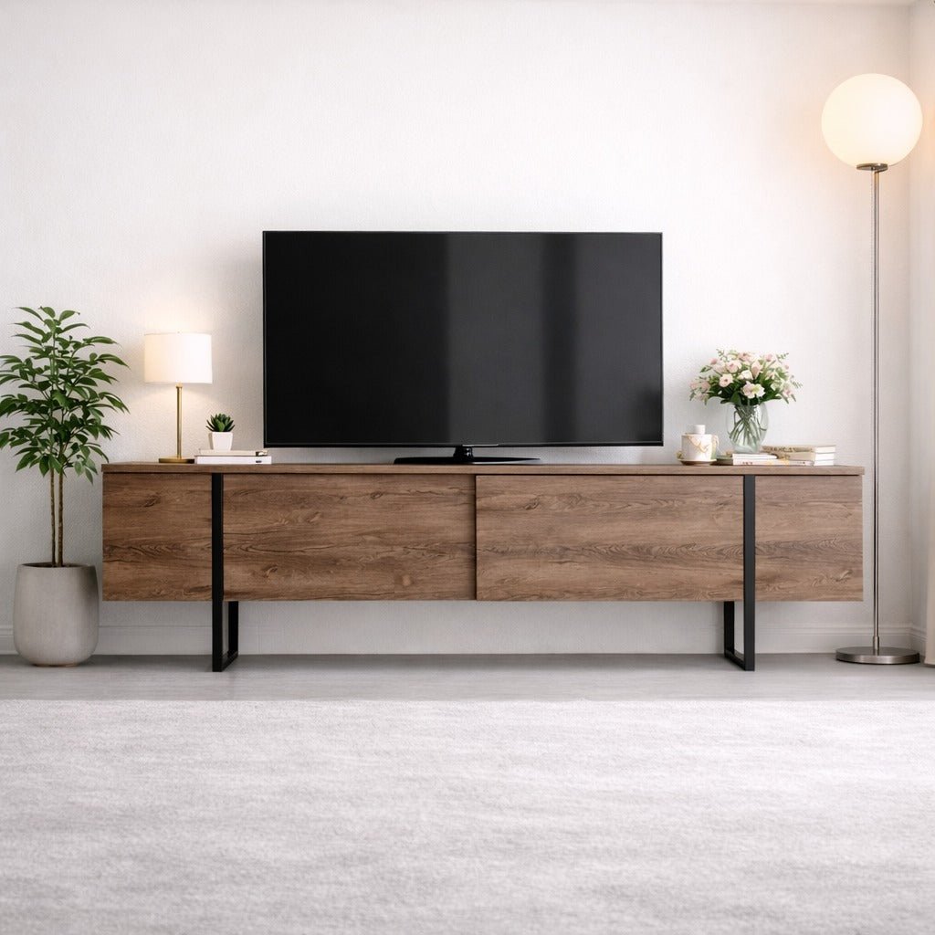 TV Møbel Luksus Valnød Sort Melamin 180x50x30 cm