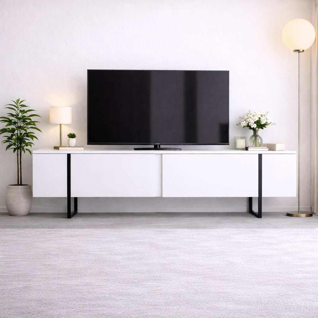 TV-møbel Luksus Hvid Sort Melamin 180x50x30 cm