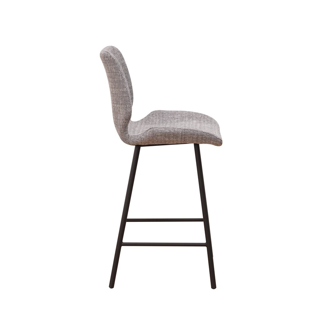 Barkrukken - Beau Barkruk Lichtgrijs Chenille Stof - 67 cm Zithoogte - Zonder Armleuningen - Dimehouse